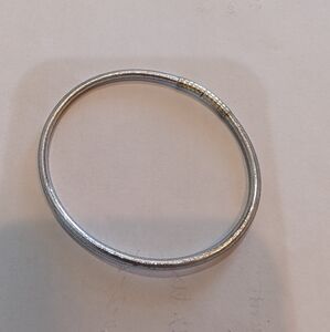 Thin Silver Buddhist Temple Bangle Bracelet